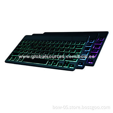 Universal Wireless Bluetooth Keyboards with 7-color Changeable Backlit, Aluminum Alloy Cover